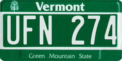VT license plate UFN274