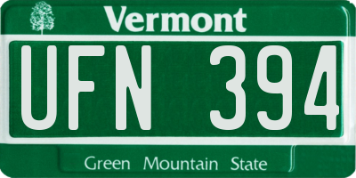 VT license plate UFN394
