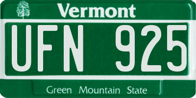 VT license plate UFN925