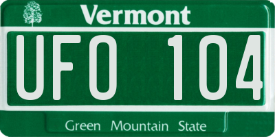 VT license plate UFO104
