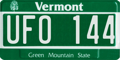 VT license plate UFO144