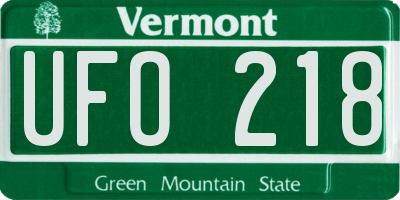 VT license plate UFO218