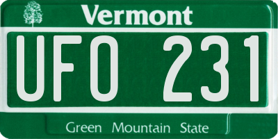 VT license plate UFO231