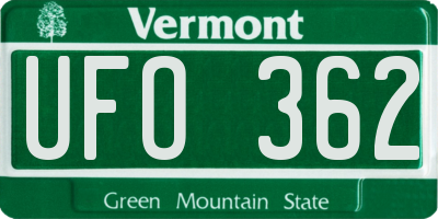 VT license plate UFO362
