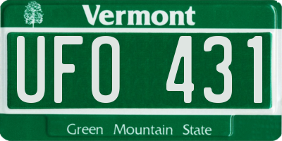 VT license plate UFO431
