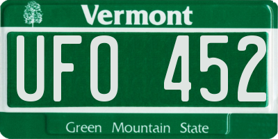 VT license plate UFO452