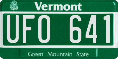 VT license plate UFO641