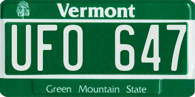 VT license plate UFO647