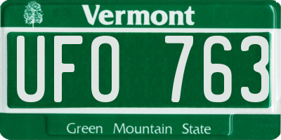 VT license plate UFO763