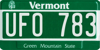 VT license plate UFO783