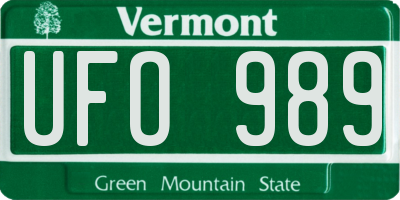 VT license plate UFO989