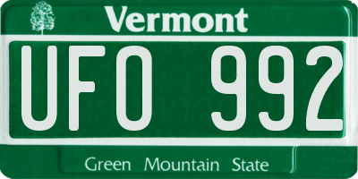 VT license plate UFO992