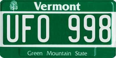 VT license plate UFO998
