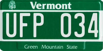 VT license plate UFP034