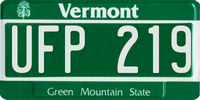 VT license plate UFP219