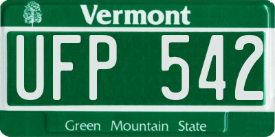 VT license plate UFP542