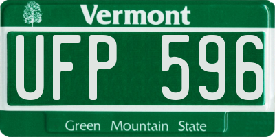 VT license plate UFP596