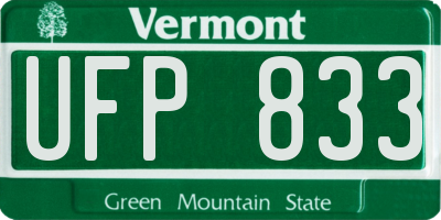 VT license plate UFP833
