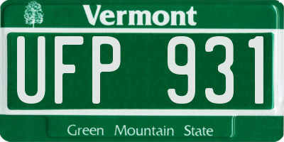 VT license plate UFP931