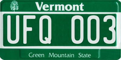 VT license plate UFQ003