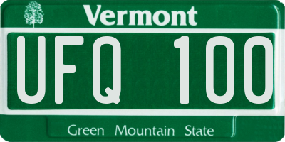 VT license plate UFQ100