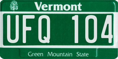 VT license plate UFQ104