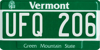 VT license plate UFQ206