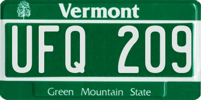VT license plate UFQ209