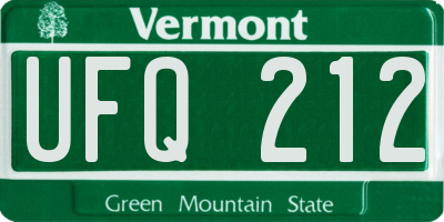 VT license plate UFQ212