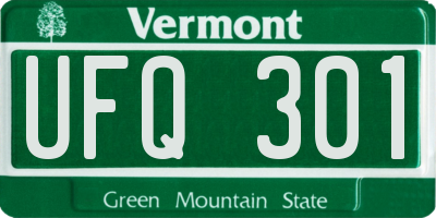 VT license plate UFQ301