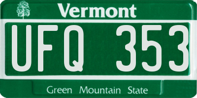 VT license plate UFQ353
