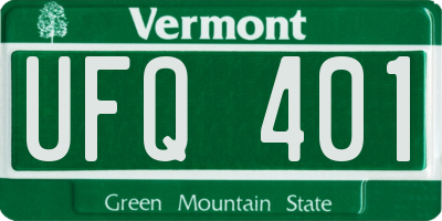 VT license plate UFQ401