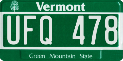 VT license plate UFQ478