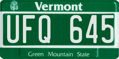 VT license plate UFQ645