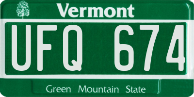 VT license plate UFQ674
