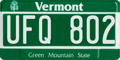 VT license plate UFQ802