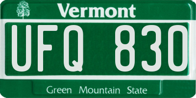 VT license plate UFQ830