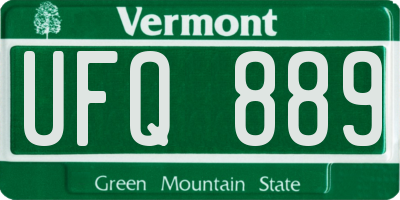 VT license plate UFQ889