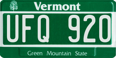 VT license plate UFQ920