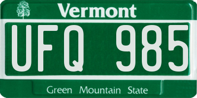 VT license plate UFQ985