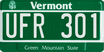 VT license plate UFR301