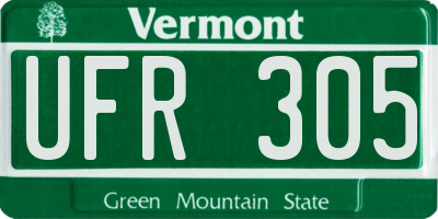 VT license plate UFR305