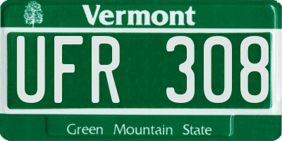 VT license plate UFR308