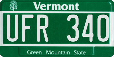 VT license plate UFR340