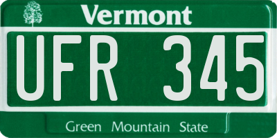 VT license plate UFR345