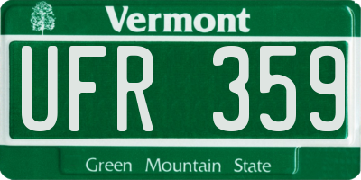VT license plate UFR359