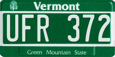 VT license plate UFR372