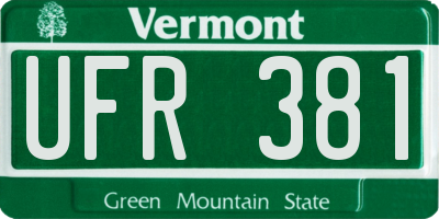 VT license plate UFR381