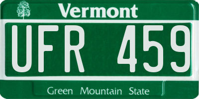 VT license plate UFR459