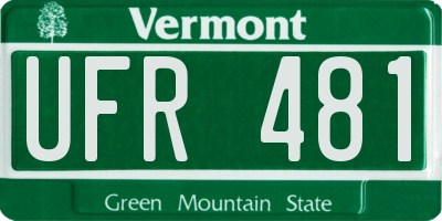 VT license plate UFR481